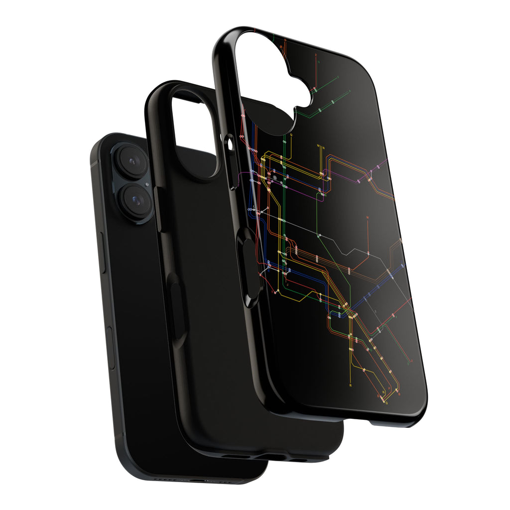 New York City MTA Subway Lines Phone Case — Neon Transit Map Protective Case