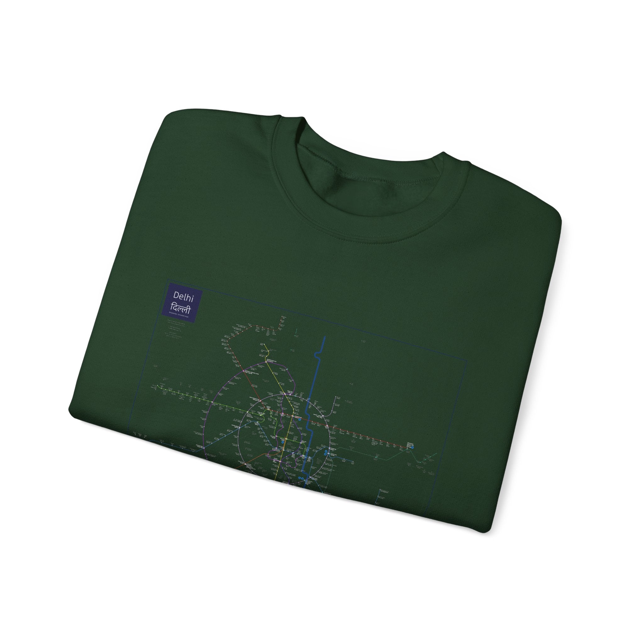 Delhi Metro Map Crewneck Sweatshirt — Transit Graphic Sweatshirt