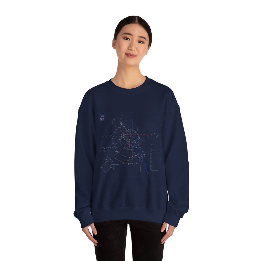 Delhi Metro Map Crewneck Sweatshirt — Transit Graphic Sweatshirt