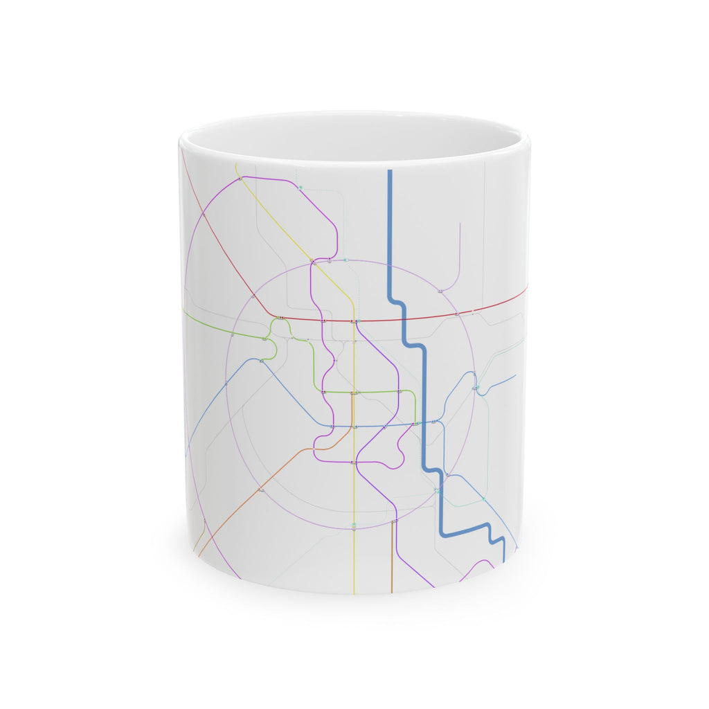 Delhi Metro Line Map 2030 Ceramic Mug — Minimal Colorful Transit Lines (11oz/15oz)