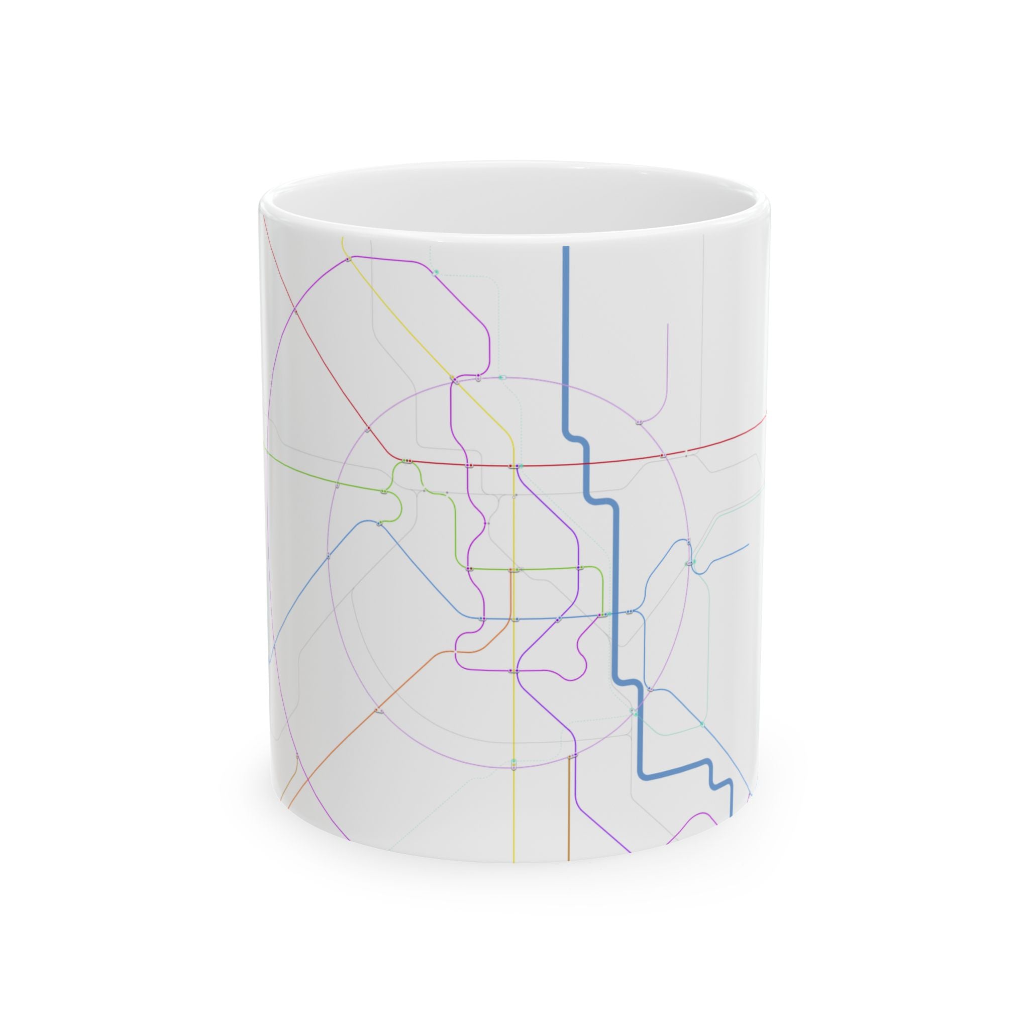Delhi Metro Line Map 2030 Ceramic Mug — Minimal Colorful Transit Lines (11oz/15oz)