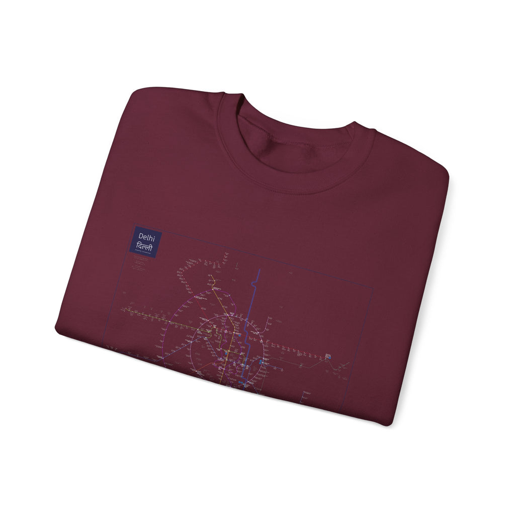 Delhi Metro Map Crewneck Sweatshirt — Transit Graphic Sweatshirt