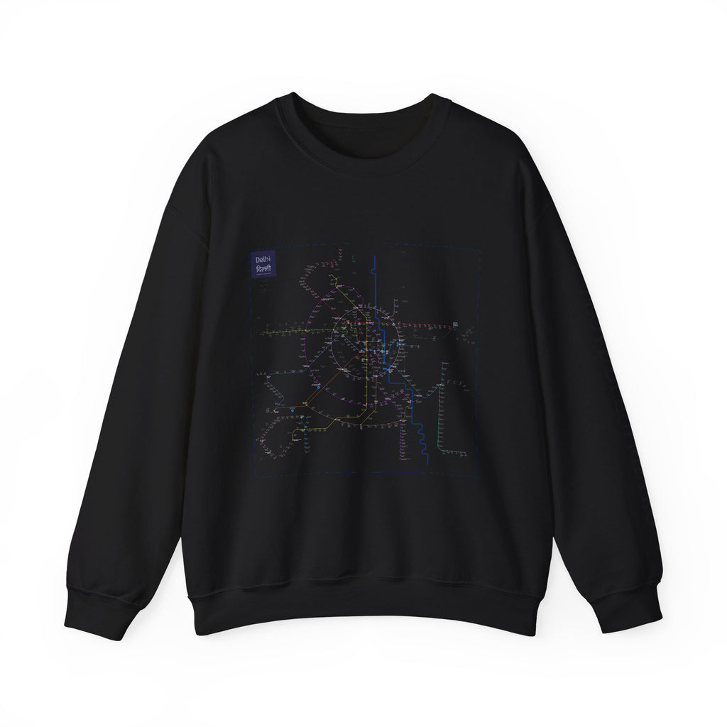 Delhi Metro Map Crewneck Sweatshirt — Transit Graphic Sweatshirt