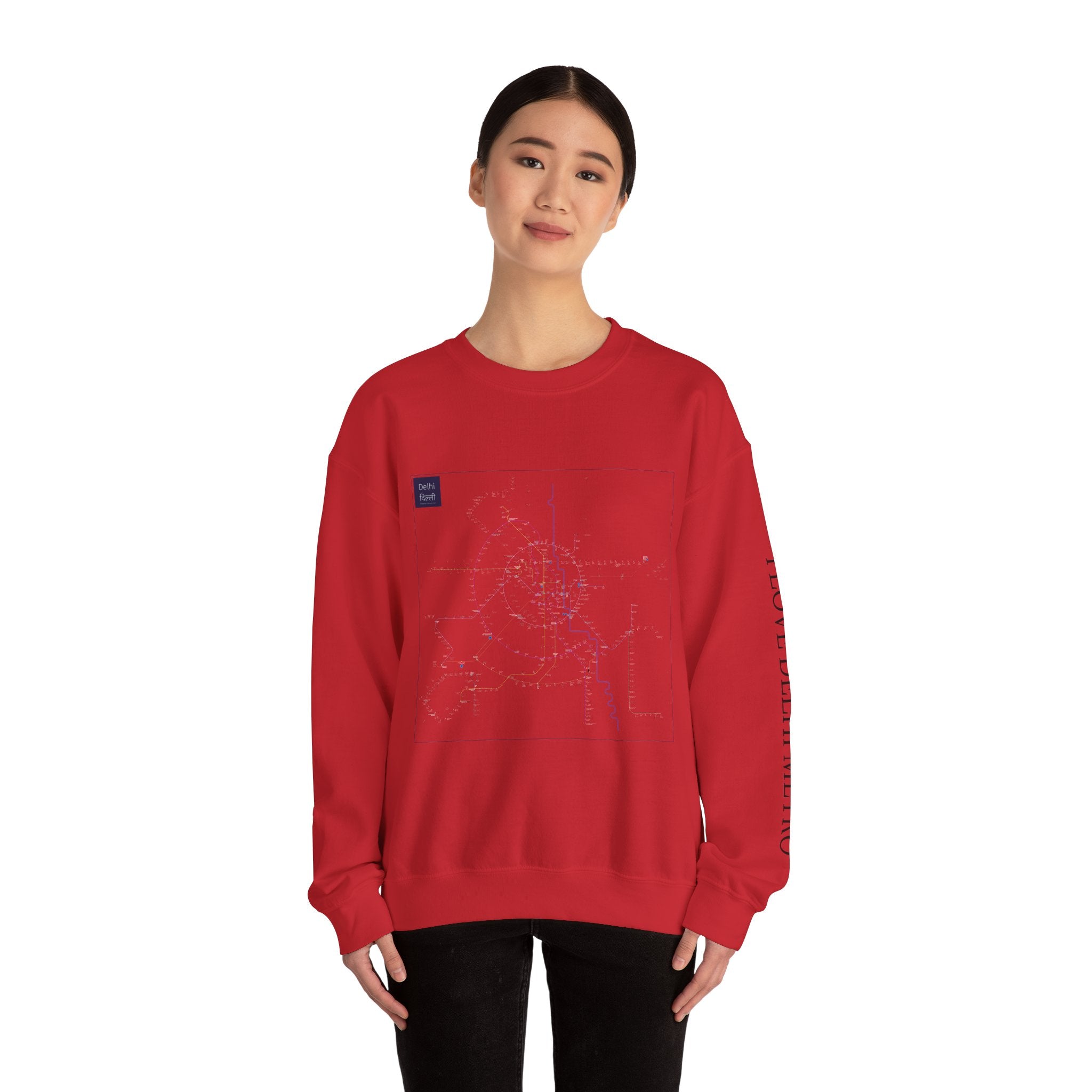 Delhi Metro Map Crewneck Sweatshirt — Transit Graphic Sweatshirt