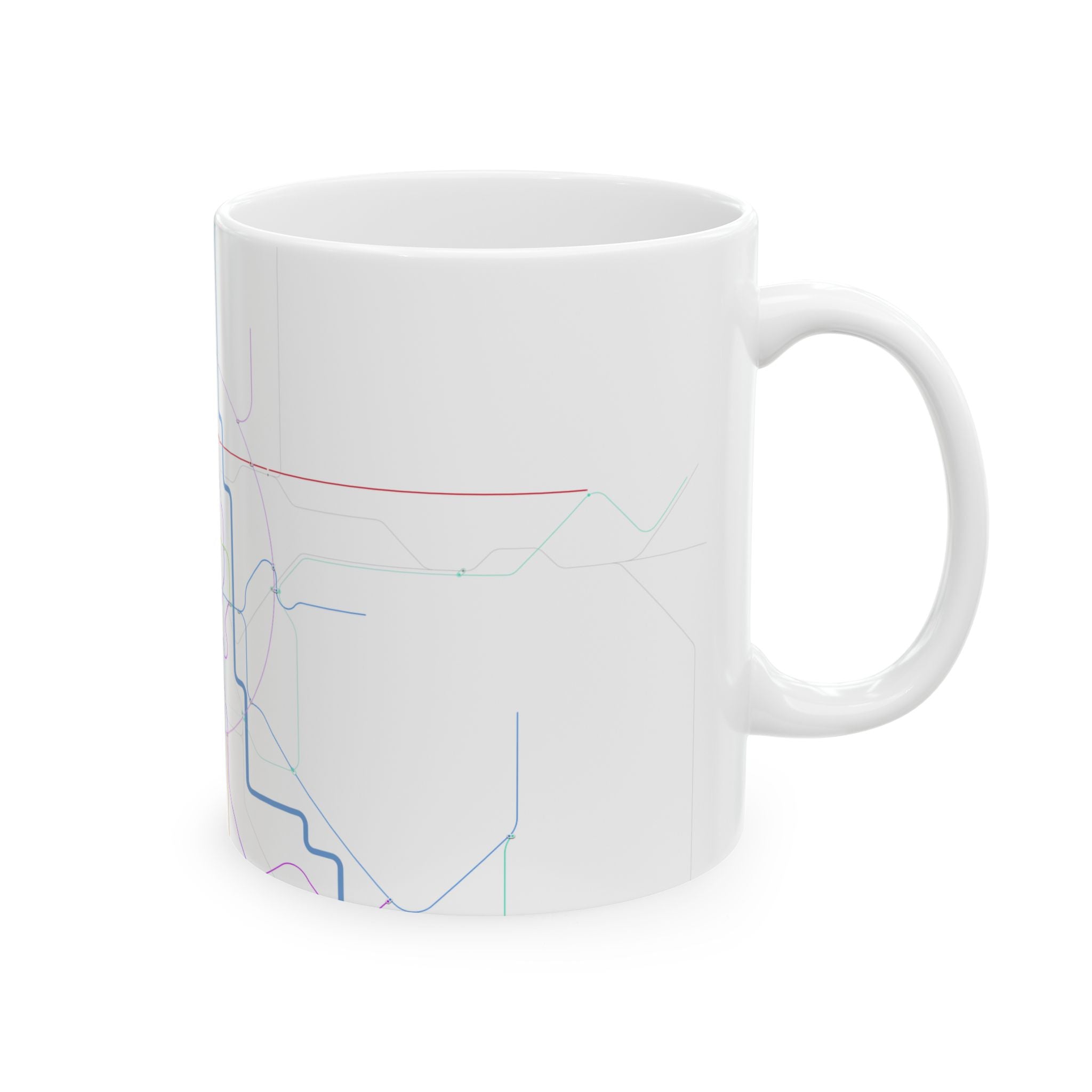 Delhi Metro Line Map 2030 Ceramic Mug — Minimal Colorful Transit Lines (11oz/15oz)