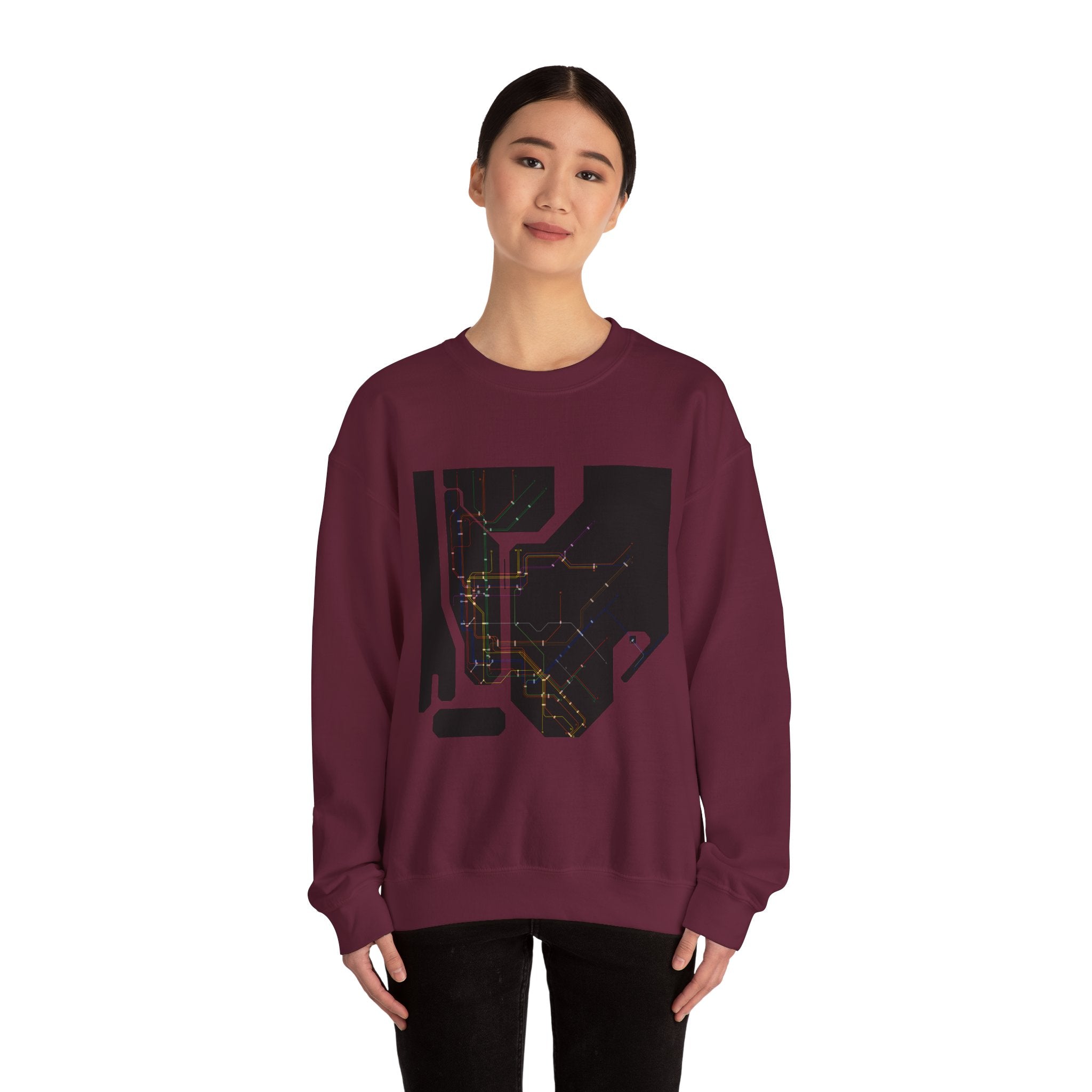 NYC MTA Subway Map Crewneck Sweatshirt — “I Love MTA” Transit Graphic