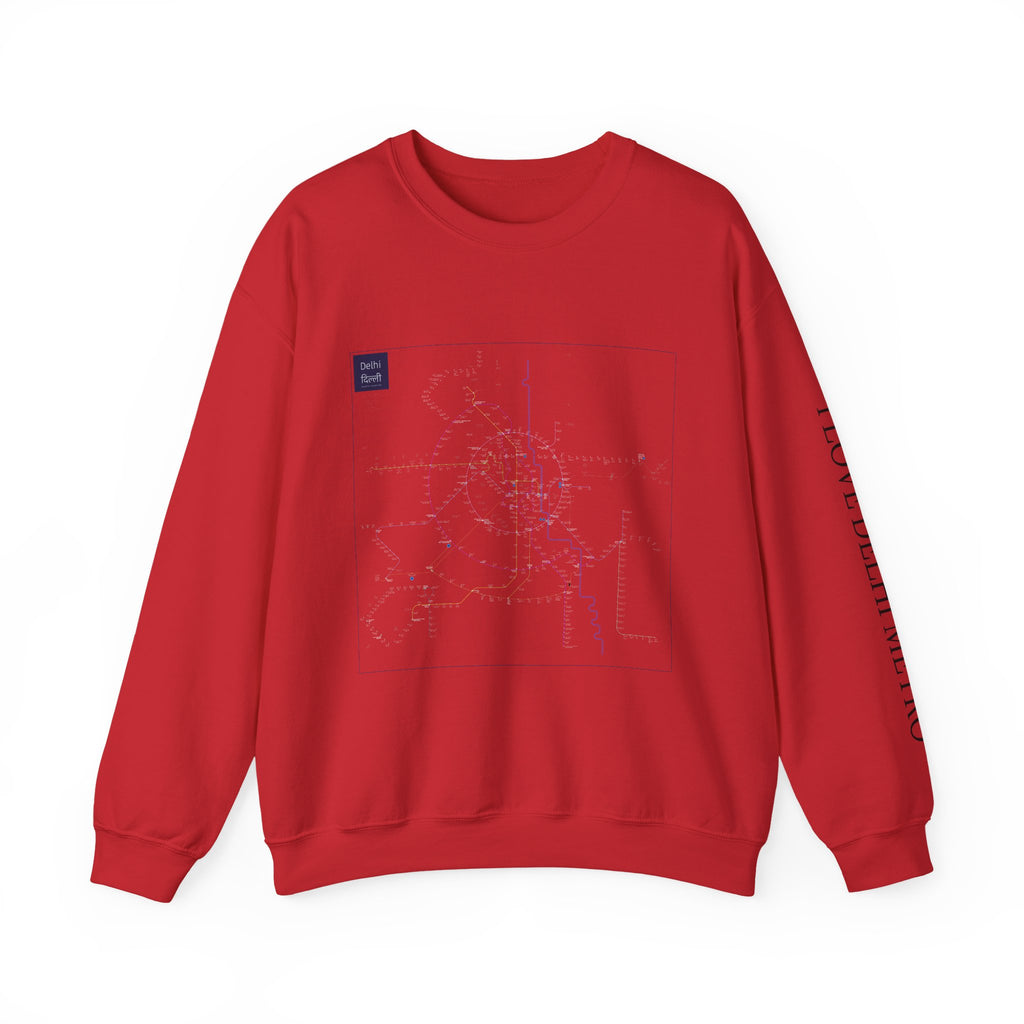 Delhi Metro Map Crewneck Sweatshirt — Transit Graphic Sweatshirt