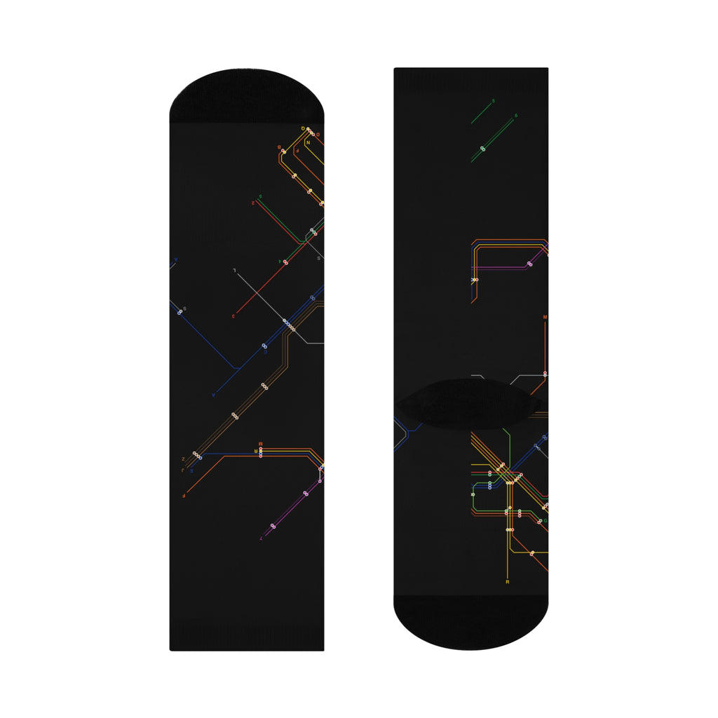New York City MTA Subway Crew Socks — Black Knee-High Socks