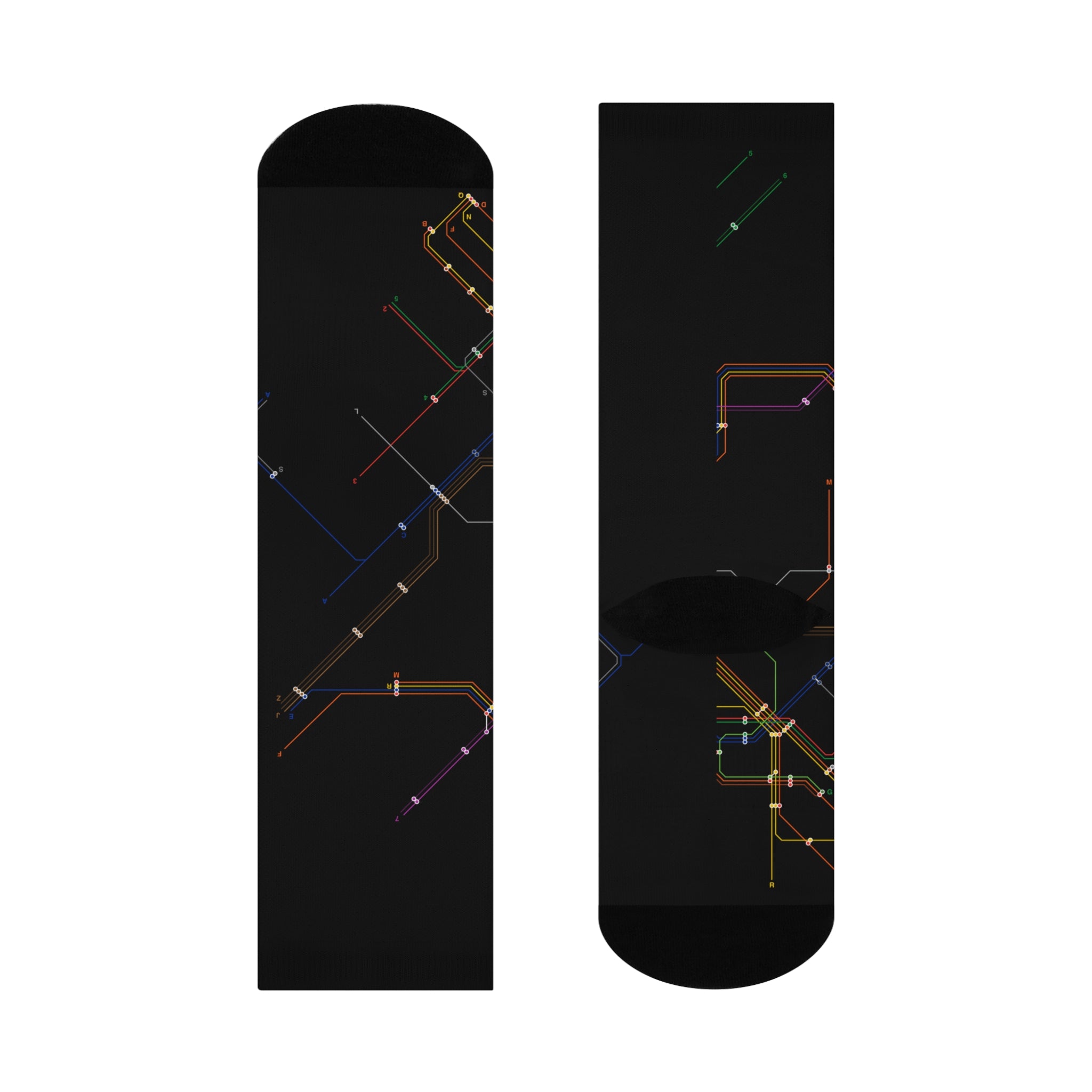 New York City MTA Subway Crew Socks — Black Knee-High Socks