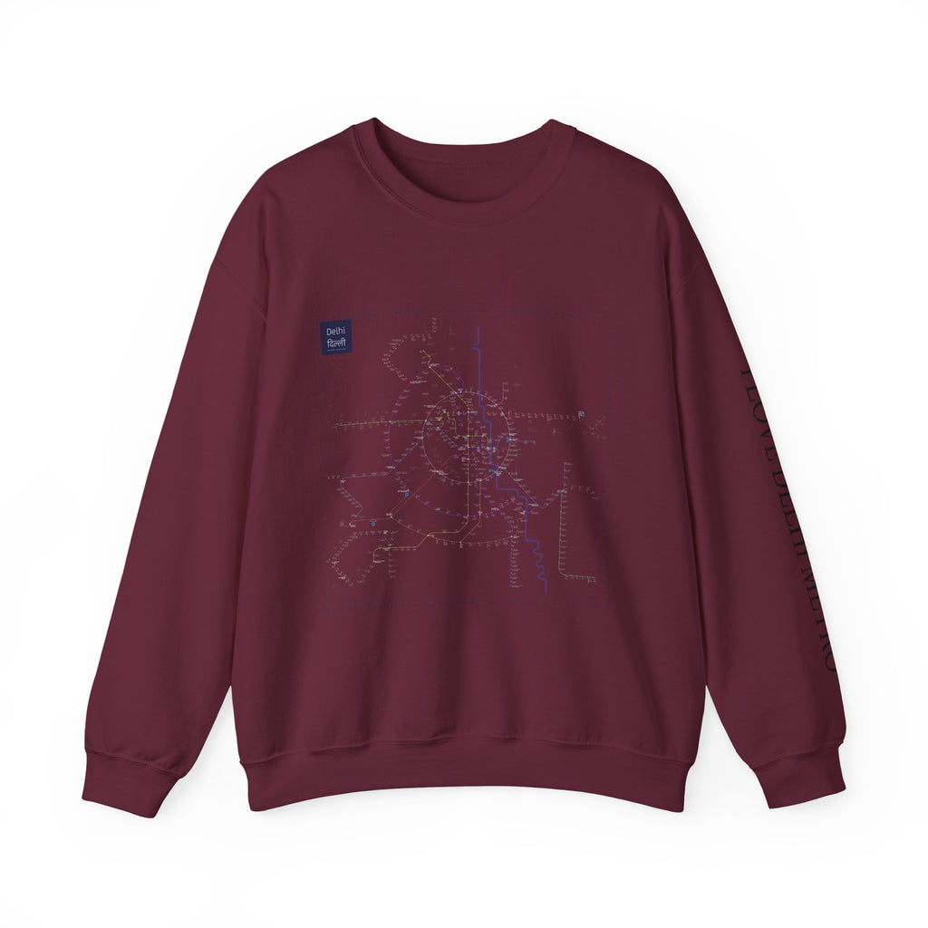 Delhi Metro Map Crewneck Sweatshirt — Transit Graphic Sweatshirt