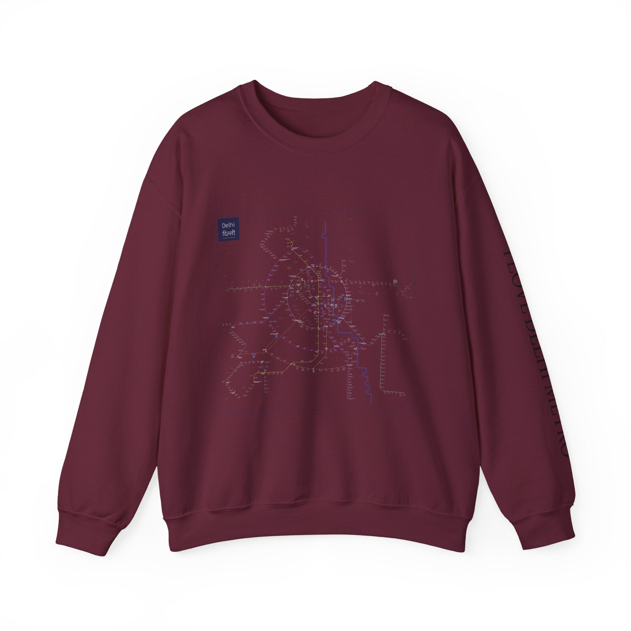Delhi Metro Map Crewneck Sweatshirt — Transit Graphic Sweatshirt