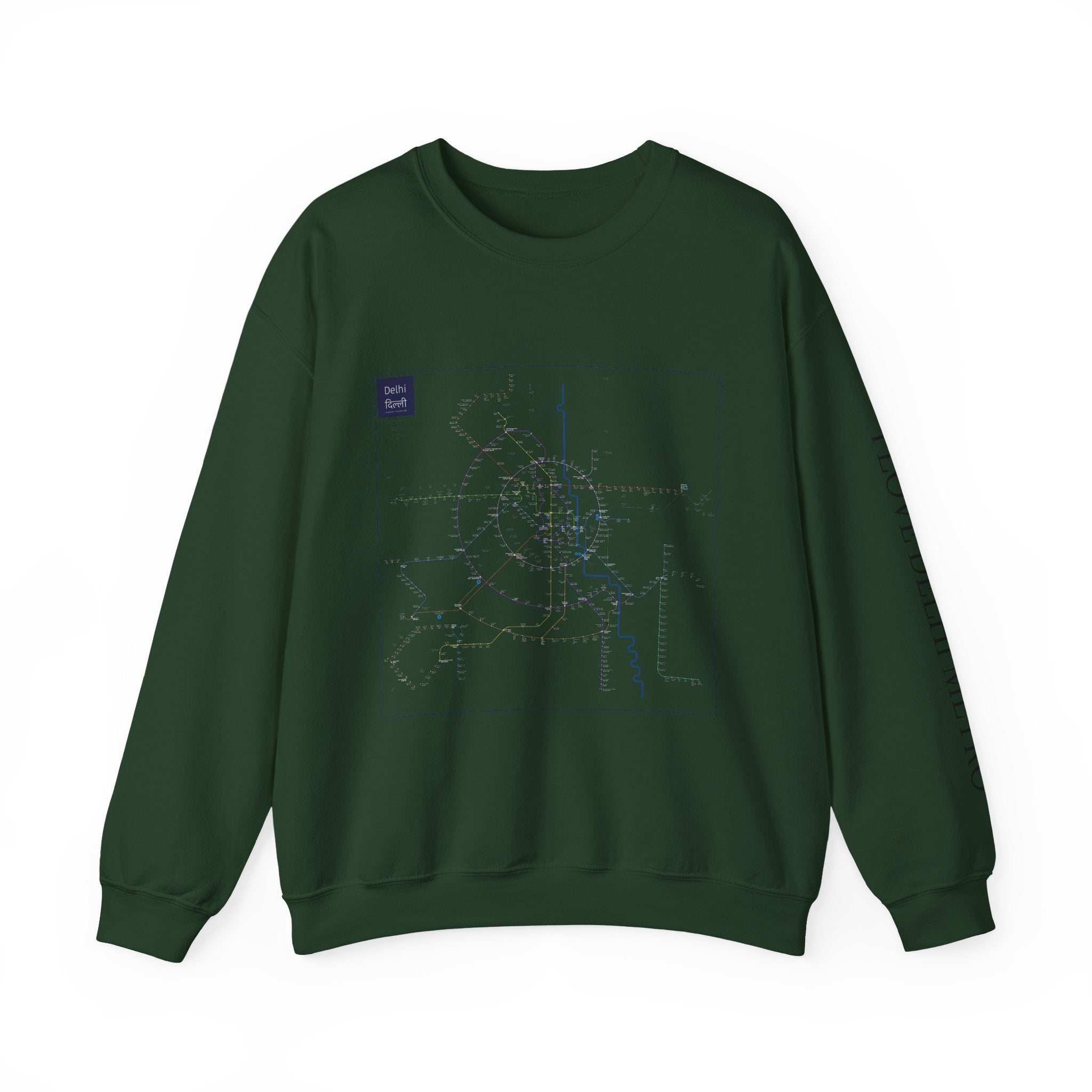Delhi Metro Map Crewneck Sweatshirt — Transit Graphic Sweatshirt