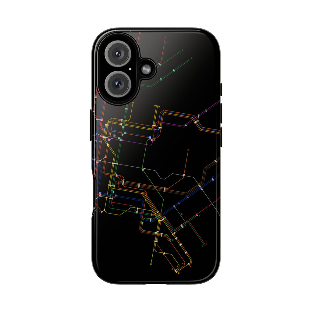 New York City MTA Subway Lines Phone Case — Neon Transit Map Protective Case