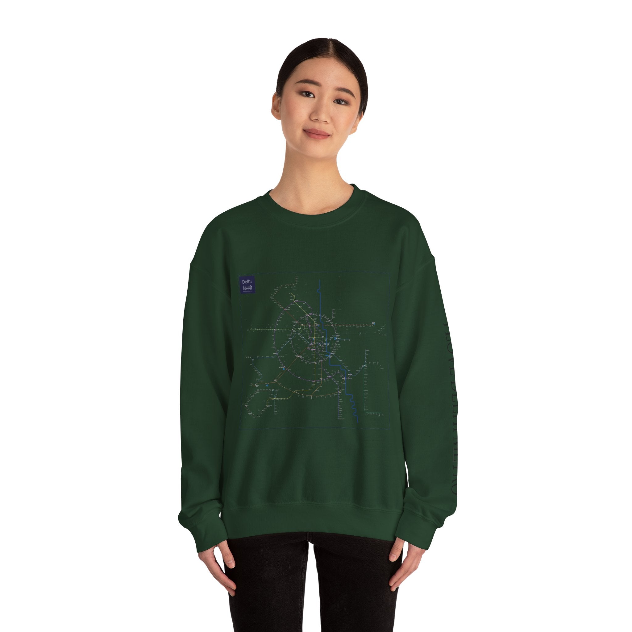 Delhi Metro Map Crewneck Sweatshirt — Transit Graphic Sweatshirt