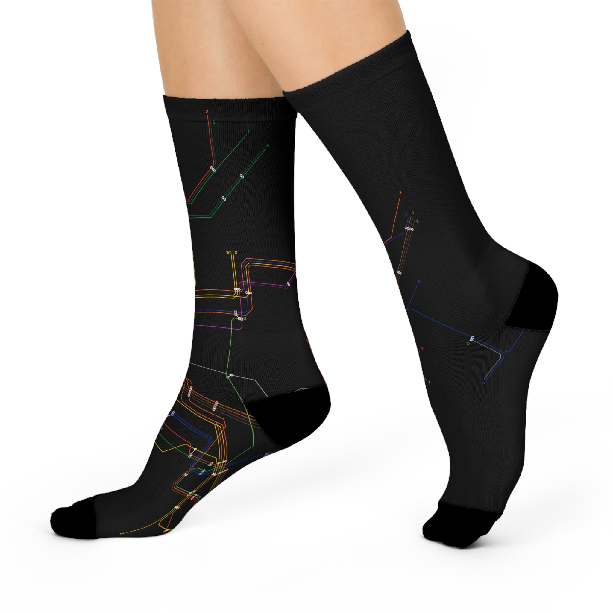 New York City MTA Subway Crew Socks — Black Knee-High Socks