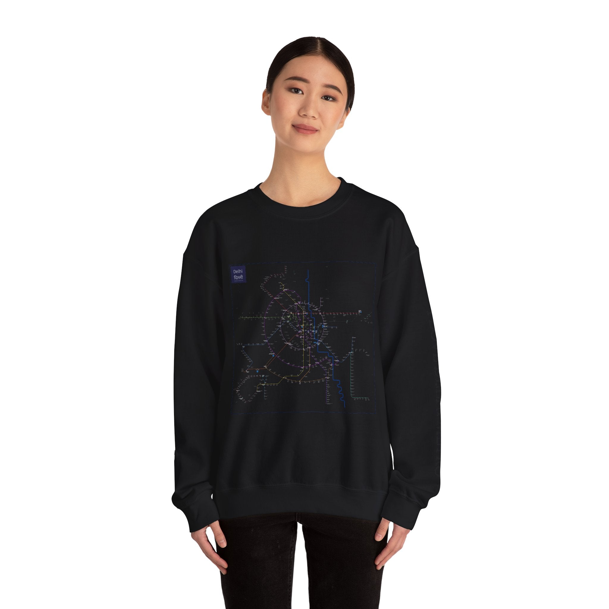 Delhi Metro Map Crewneck Sweatshirt — Transit Graphic Sweatshirt