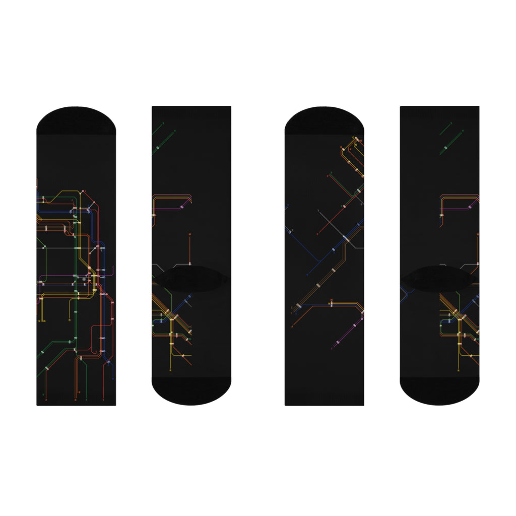 New York City MTA Subway Crew Socks — Black Knee-High Socks