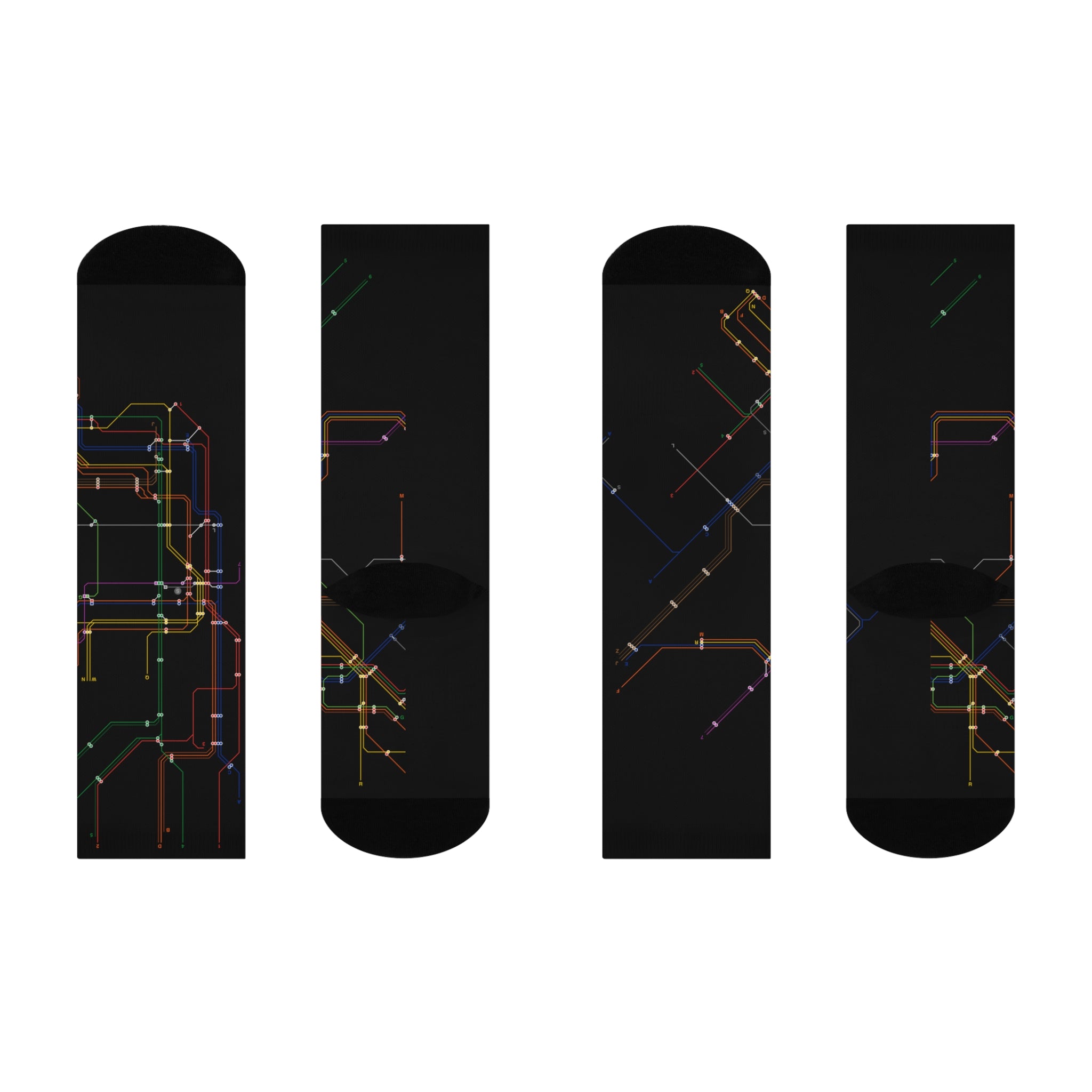 New York City MTA Subway Crew Socks — Black Knee-High Socks