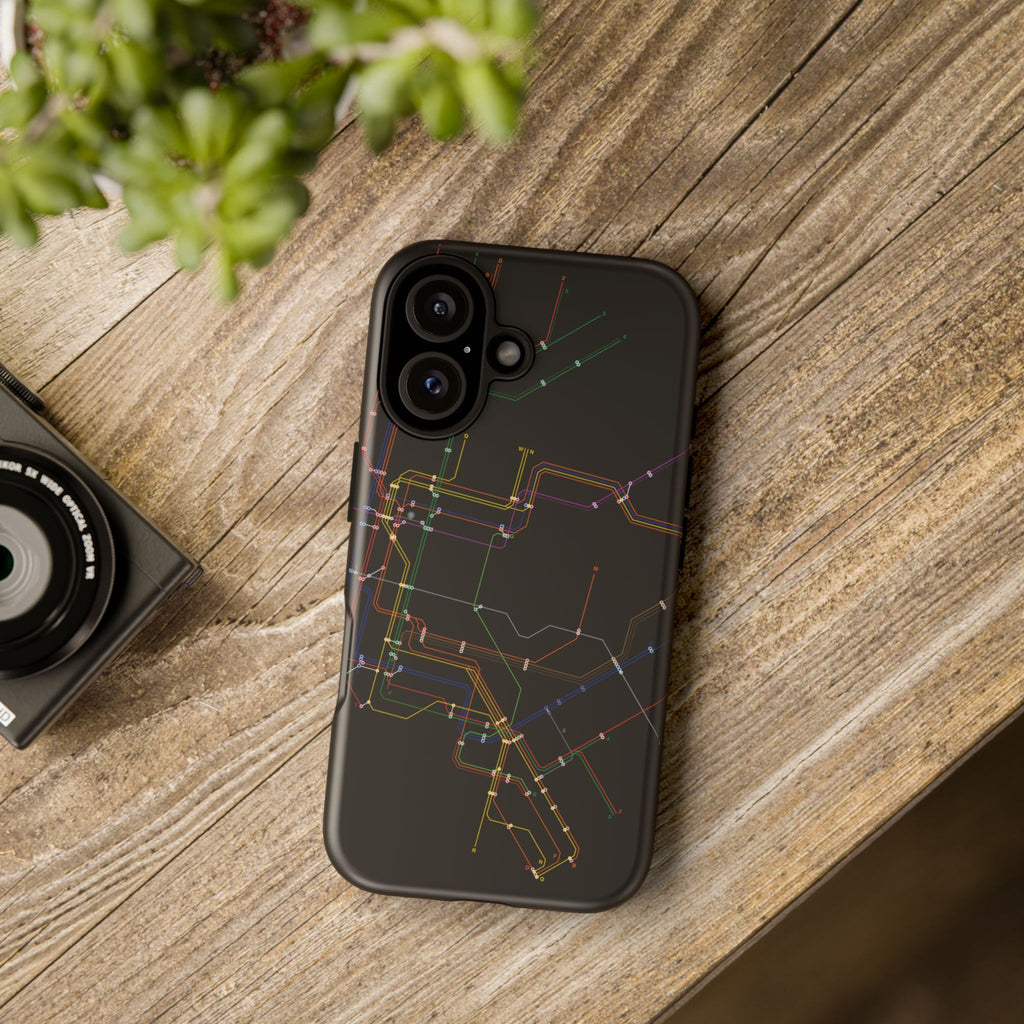 New York City MTA Subway Lines Phone Case — Neon Transit Map Protective Case