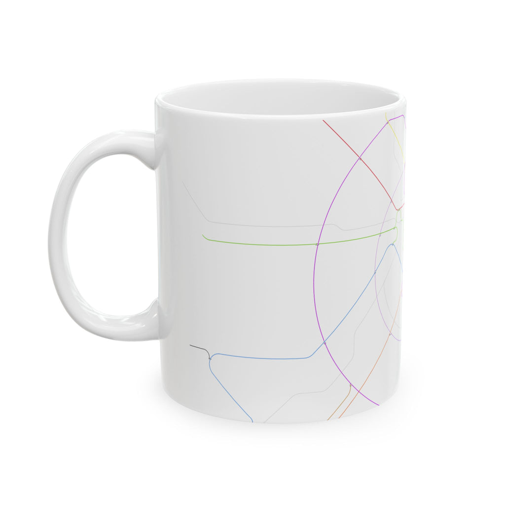 Delhi Metro Line Map 2030 Ceramic Mug — Minimal Colorful Transit Lines (11oz/15oz)