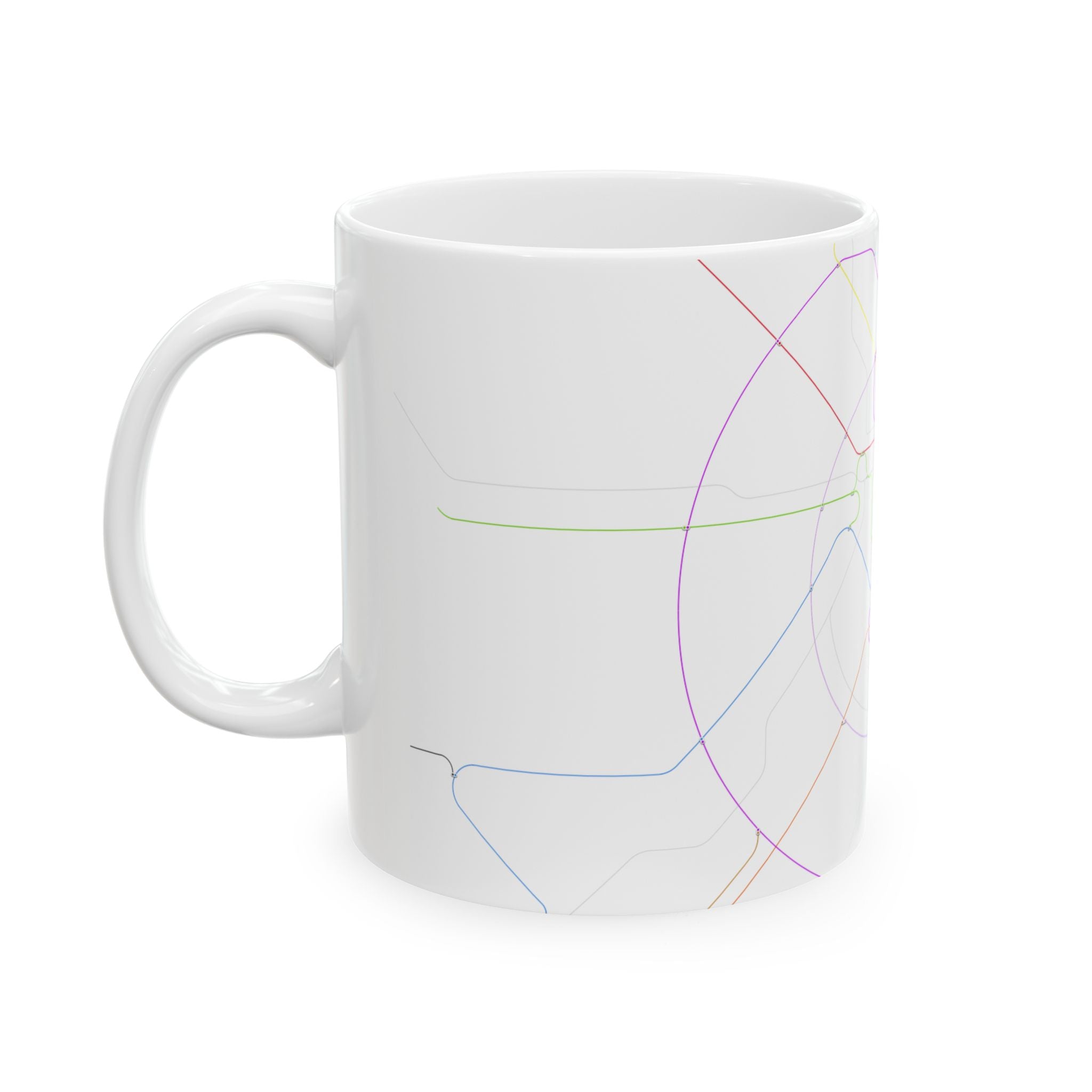 Delhi Metro Line Map 2030 Ceramic Mug — Minimal Colorful Transit Lines (11oz/15oz)
