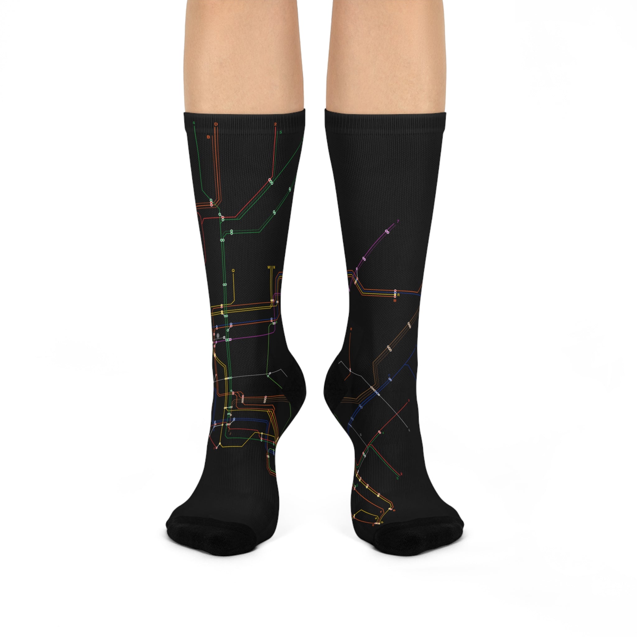 New York City MTA Subway Crew Socks — Black Knee-High Socks