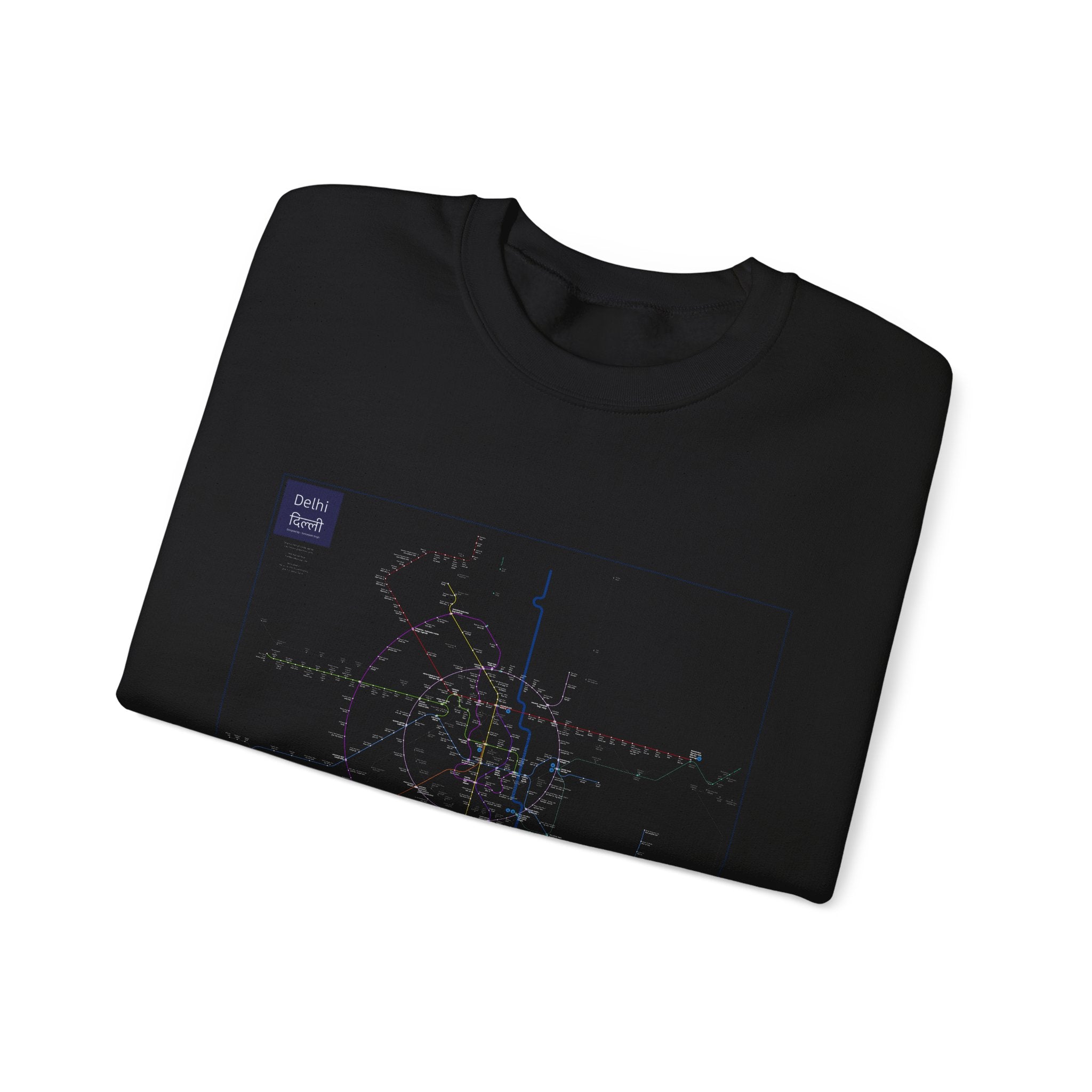 Delhi Metro Map Crewneck Sweatshirt — Transit Graphic Sweatshirt