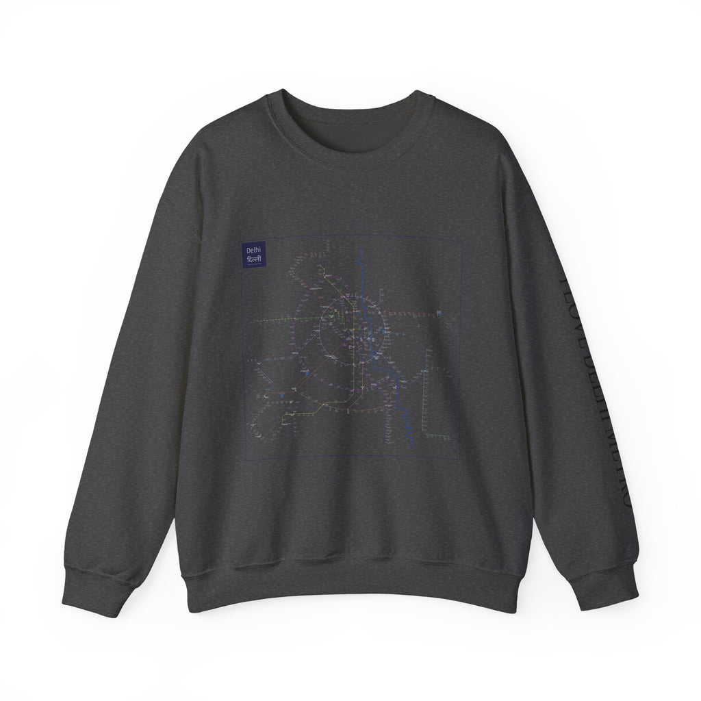 Delhi Metro Map Crewneck Sweatshirt — Transit Graphic Sweatshirt