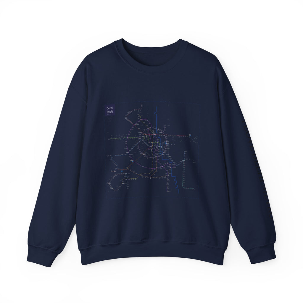Delhi Metro Map Crewneck Sweatshirt — Transit Graphic Sweatshirt