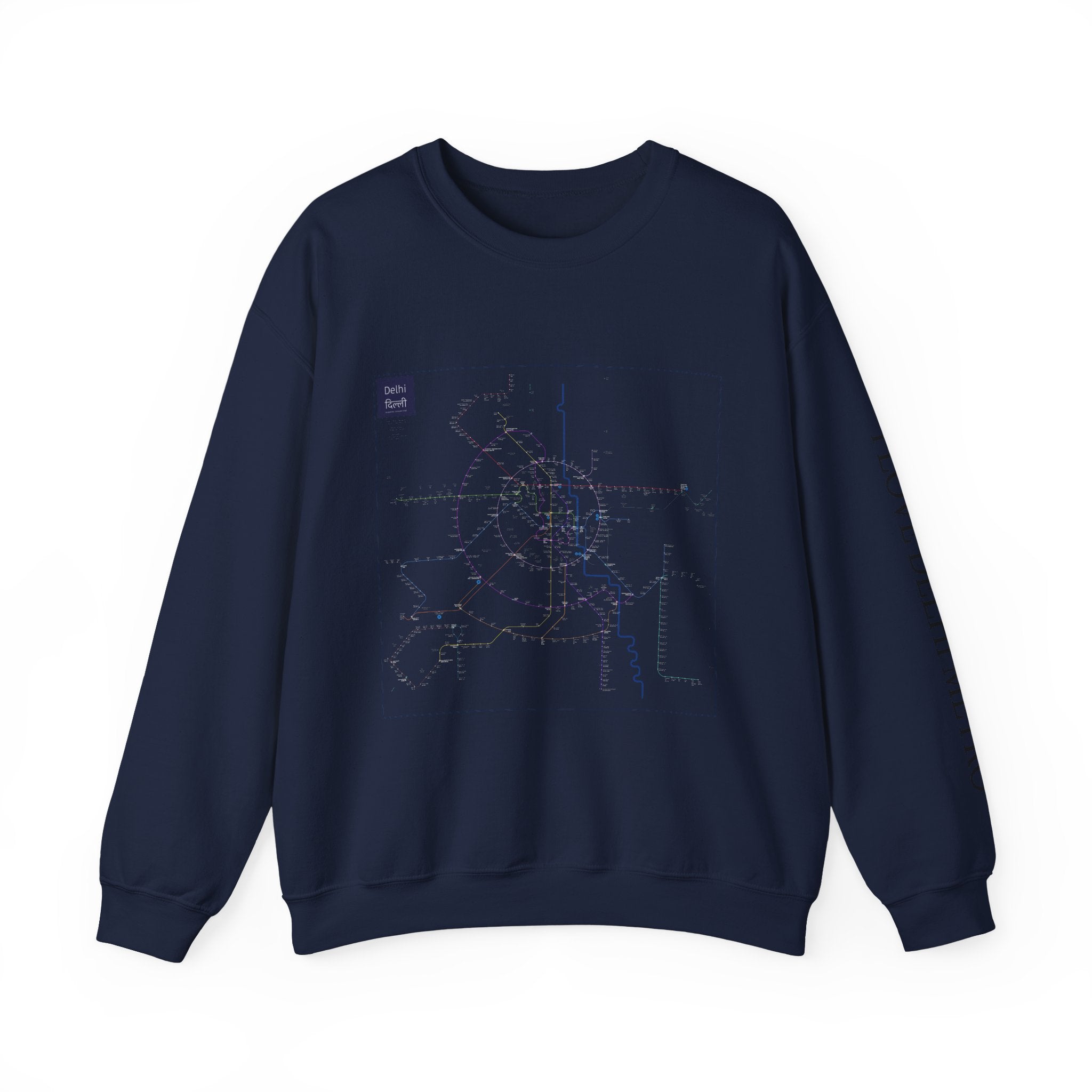 Delhi Metro Map Crewneck Sweatshirt — Transit Graphic Sweatshirt