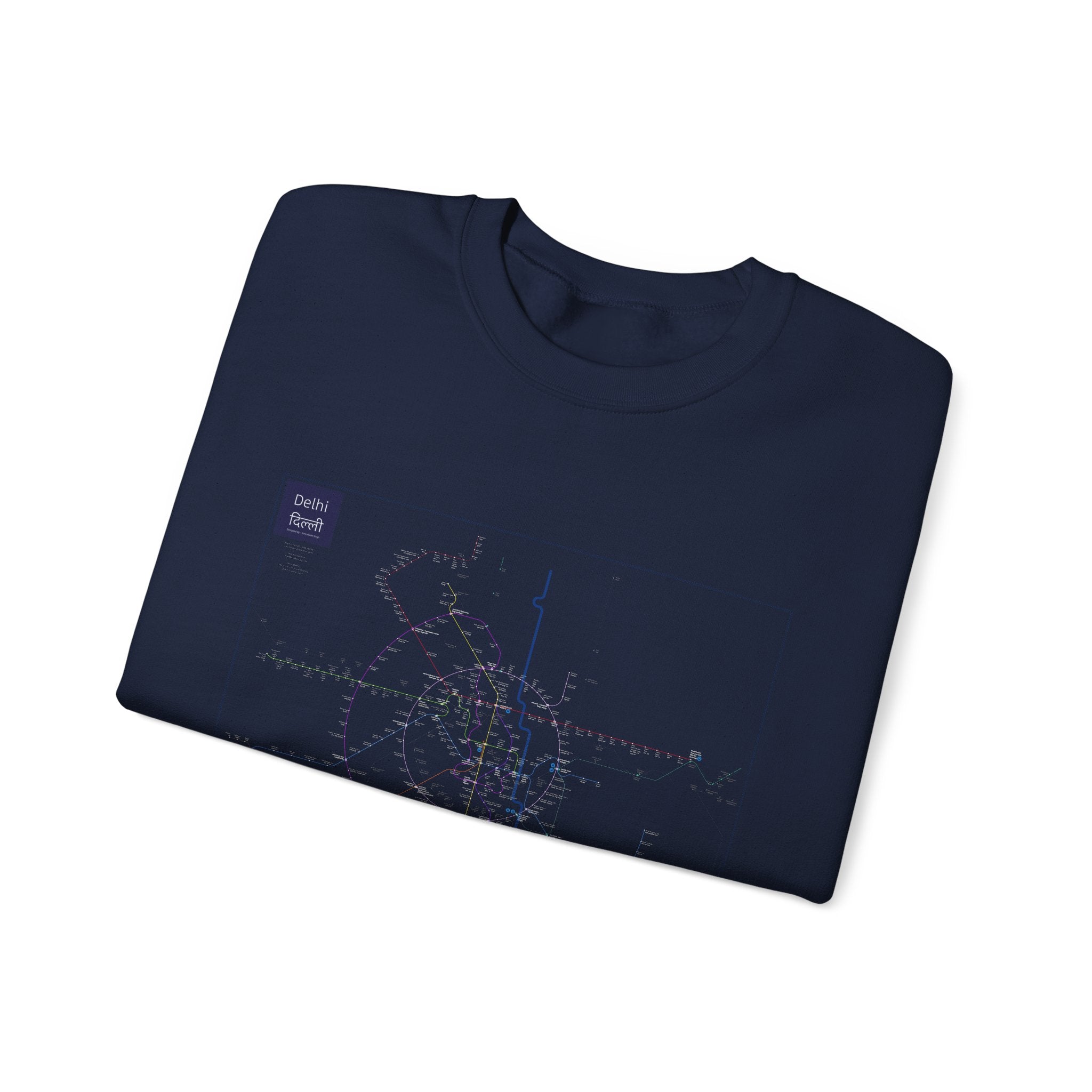 Delhi Metro Map Crewneck Sweatshirt — Transit Graphic Sweatshirt