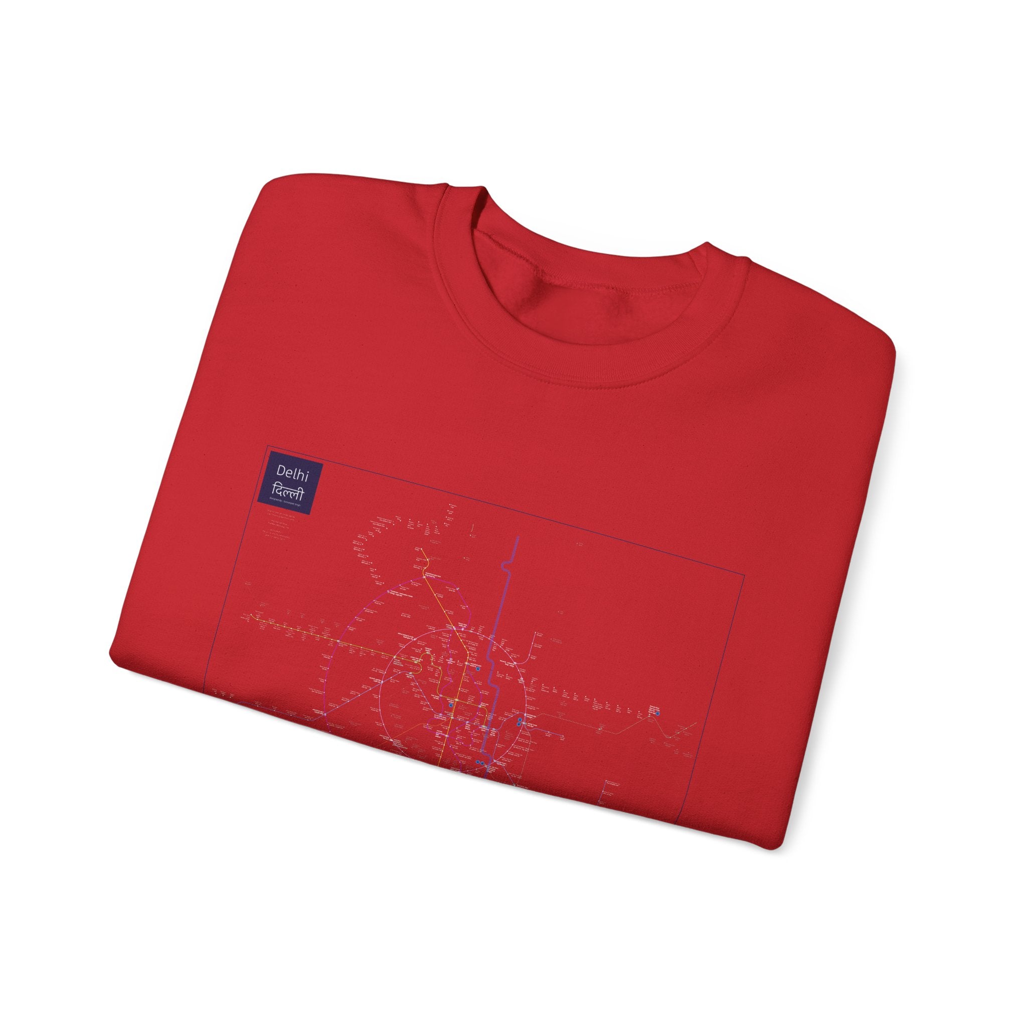 Delhi Metro Map Crewneck Sweatshirt — Transit Graphic Sweatshirt