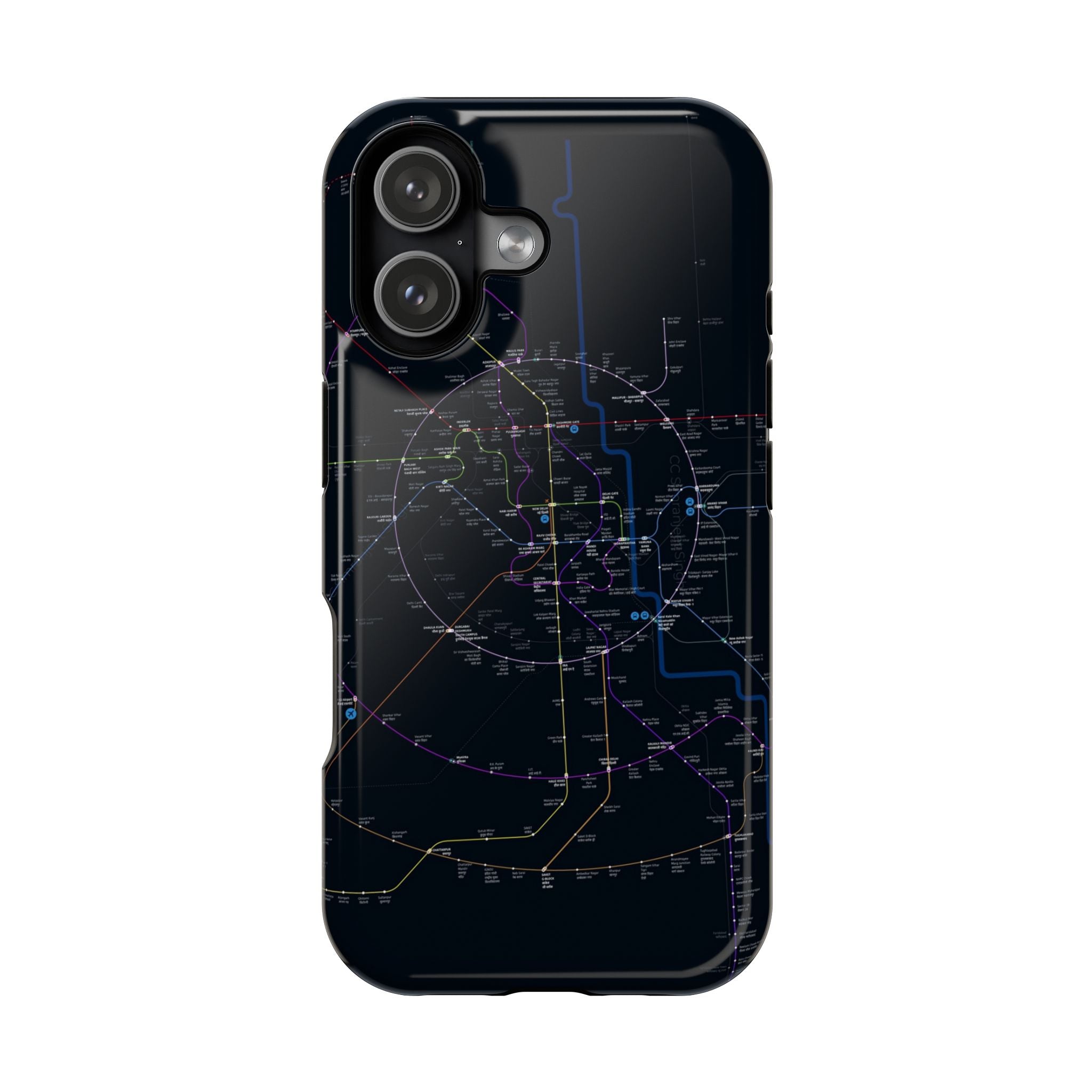 Magnetic Impact-Resistant Phone Case — Night Metro Map Design